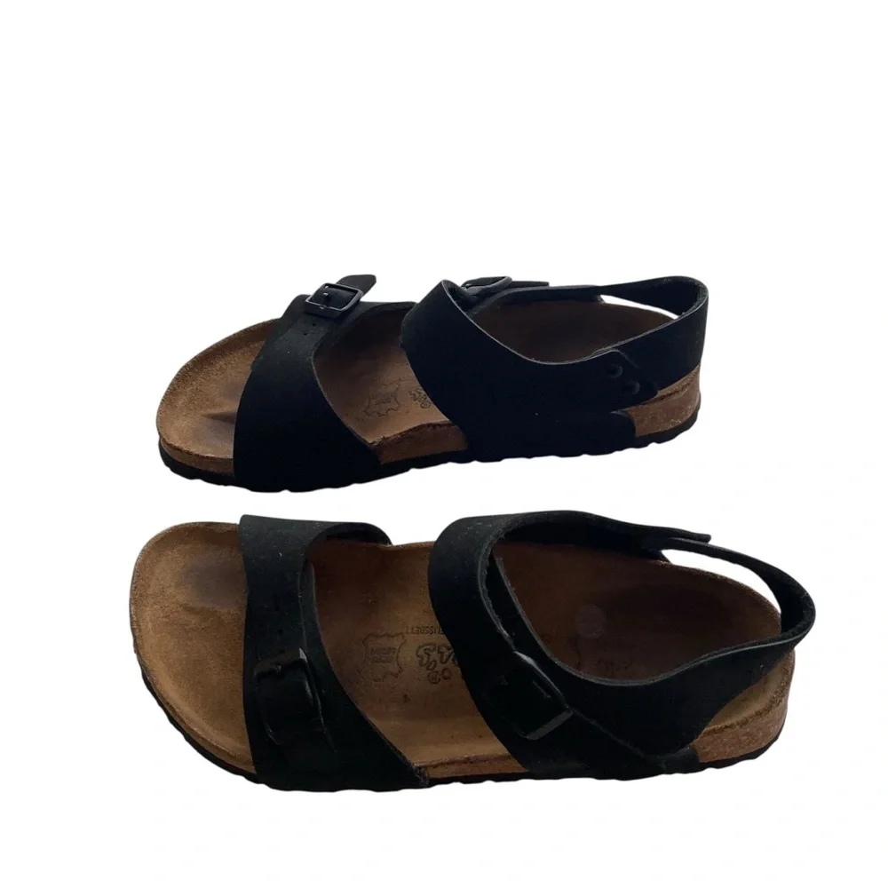 Birkis Birkenstock Black Sandals with Adjustable Straps and Cork Footbed W6 - Picture 3 of 13